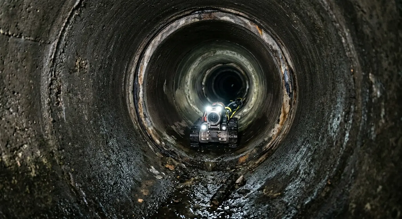 Robotic sewer camera inspecting pipe interior for Sewer Line Repair in Lady Lake